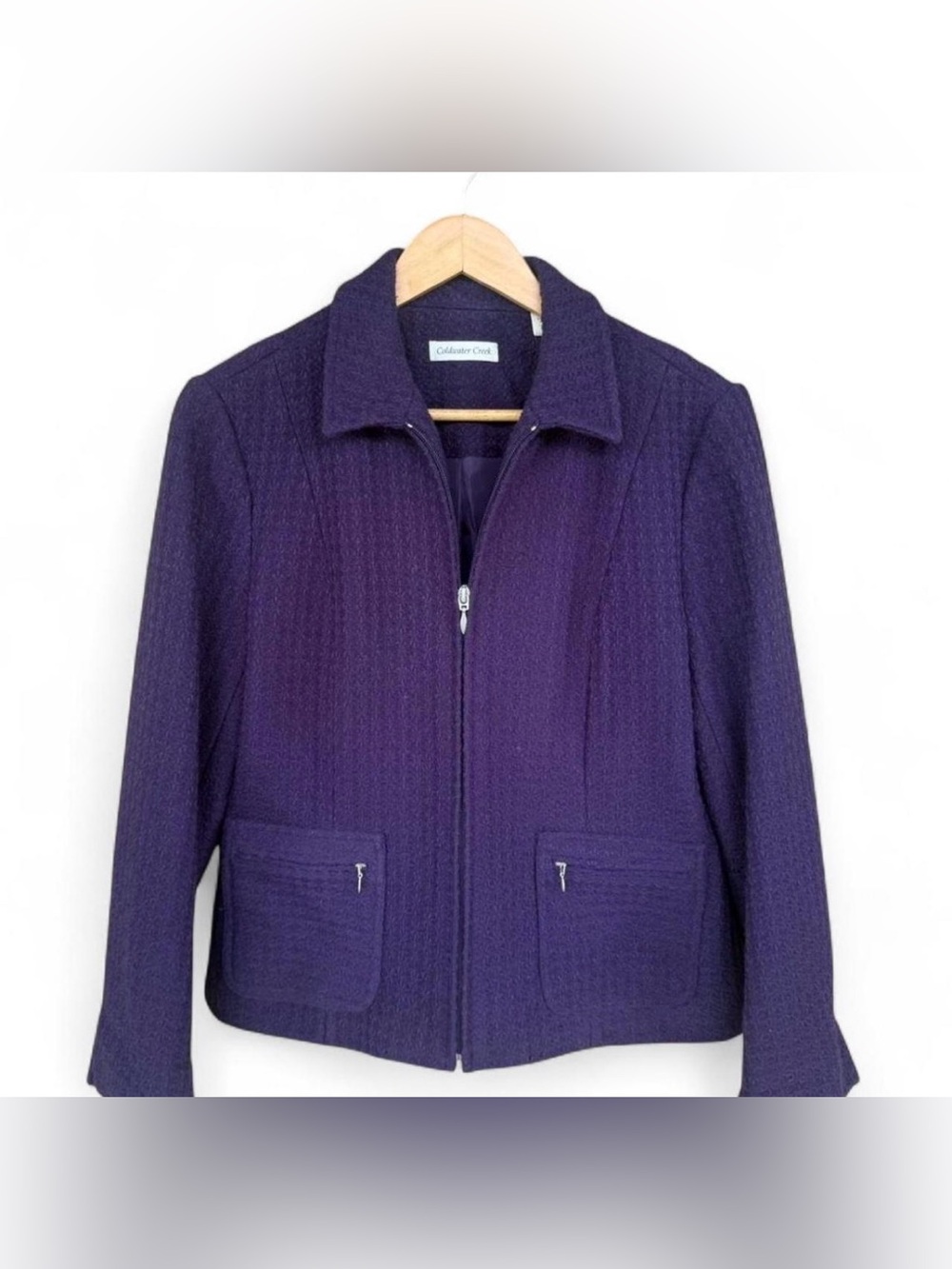 Coldwater Creek Purple Plum Textured Lightweight Jacket - Petite Size 10
